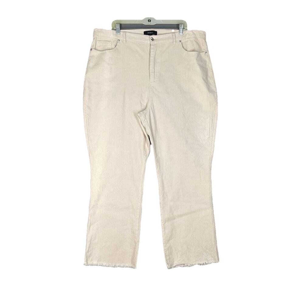 NWT Forever 21 Cream Wide Leg Corduroy Pants 3X Raw Hem Boho Chic‎ Coastal Y2K